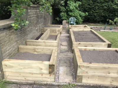 JOHN'S CLASSIC COLLECTION OF RAISED BEDS FROM NEW PINE RAILWAY SLEEPERS