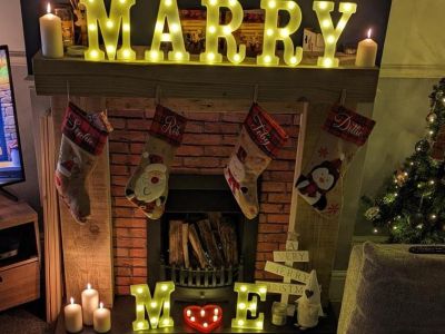 ROB POPS THE QUESTION IN FRONT OF HIS RAILWAY SLEEPER FIREPLACE!
