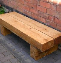 Garden bench made from new oak railway sleepers. Railwaysleepers.com