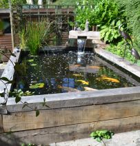 Pond & water feature with Railway sleepers